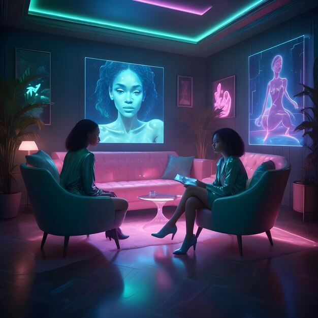 neon coaching studio interior